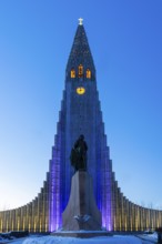 Hallgrímskirkja, Evangelical Lutheran Parish Church of the Icelandic State Church, Blue Hour,