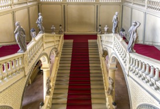 Interior design and exhibition rooms in the Würzburg Residence, imposing 18th century palace with