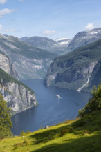 Hutrigruten boat on the Geirangerfjord, near Geiranger, Møre og Romsdal, Norway