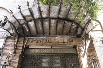 Cairo, Egypt. April 3rd 2025. The closed entrance door to the historic Windsor Hotel, A colonial
