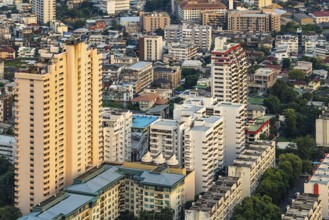 Over the rooftops of Bangkok, view from the Moon Bar on the roof terrace of the Banyan Tree Hotel,