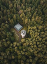 Tower seen from above, embedded in a forest, Unterhaugstett, Black Forest, district of Calw,