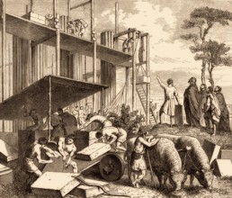 Servius Tullius building a temple to Diana on the Aventine Hill, ancient Rome, 6th century BC