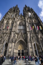 Cologne Cathedral, view of the west façade, on the north tower one of the rare occasions almost