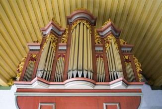 Protestant city church, Baroque organ from 1732, Helmarshausen, Bad Karlshafen, Hesse, Germany