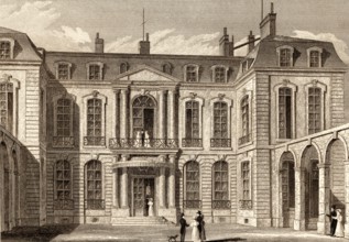 Hôtel de Charost, Paris, antique steel engraved print, 1831