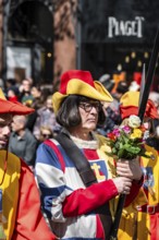 Zunft zu Wiedikon, parade of historically costumed guild members, Sechseläuten or Sächsilüüte,