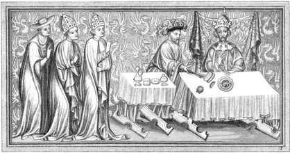 Coronation dinner of Charles IV, born Wenceslaus, 1316-1378, King of Bohemia, Holy Roman Emperor