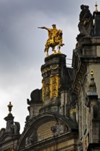 The golden horseman Charles de Lorraine on the guildhall L'Arbre d'Or, Guild of Brewers,