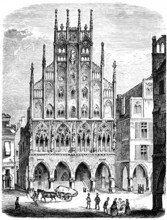 Historische Zeichnung, das Rathaus von Münster, Nordrhein-Westfalen, Deutschland, Europa, im 17.
