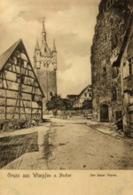 Historical postcard, picture postcard, Wimpfen a. N., Baden-Württemberg, Germany, digitally