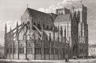 Notre-Dame de Paris, antique steel engraved print, 1831