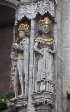 Emperor Otto IV. and Mary, Figures of the historic Town hall, Old town market square, Brunswick,