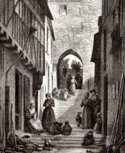 Alte Treppe L'escalier de grande poterne, Le Mans, Frankreich, Europa, 18. Jahrhundert