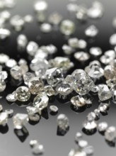 Many valuable diamonds, some rough, some cut, for further processing for the jewellery industry