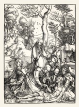 The Lamentation of Christ, Beweinung Christi, by Albrecht Dürer, 1498, digitally restored
