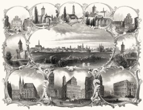 Historical cityscape of Augsburg, Swabia, Bavaria, Germany