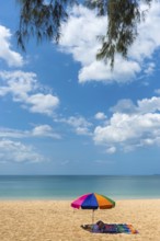 Empty beach with parasol and mooring near Ko Lanta, beach, beach holiday, sea, ocean, nature,