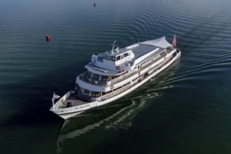 The passenger ship MS St. Gallen of the Schweizerische Lake Constance-Schifffahrt (SBS) with home