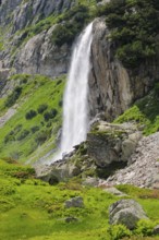 Wyssebach Falls plunges over a striking cliff, Canton of Bern, Switzerland