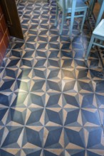 Tiled floor in the kitchen around 1900, in the Häckerhaus built in 1793, today Häckermueum,