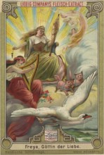 Picture series Nordic myth of the gods, Freya, goddess of love, Liebig picture, digitally restored