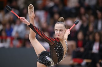 Leonille Kromm GER with handheld club rhythmic gymnastics, RSG Turnen Schmiden International 2026,