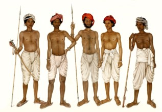 Recruits to a British Indian military unit, Company style miniature, c. 1815