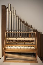 A portative organ, Organ Museum Borgentreich, Höxter district, North Rhine-Westphalia, Germany