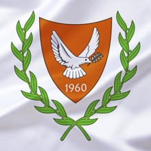 The coat of arms of Cyprus, island, Middle East, divided in two, studio