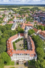 Aerial view, drone photo: Wiesenburg Castle and Park, Wiesenburg in der Mark, Hoher Fläming nature