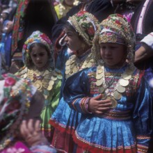 Kanakaries (girl) with gold jewellery, on Easter Tuesday (Lambri Tritti), Olymbos, Karpathos,