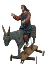 Christ on the palm donkey, on a white background, wooden figure from around 1400, Museum Bezau,