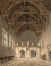 Interior View of the Hall at Rushton, Northamptonshire, England, digitally restored reproduction of