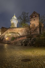 Imperial Castle, Blue Hour, Nuremberg, Middle Franconia, Franconia, Bavaria, Germany