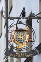 Nose sign of the Historic Hotel Bischofshof, Regensburg, Upper Palatinate, Bavaria, Germany