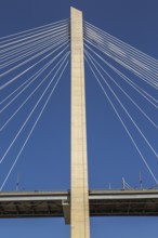 Low angle view and close-up of Franjo Tudman bridge carrying the D8 road in Dubrovnik, Croatia