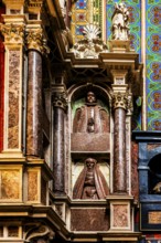 Memorials and marble busts of famous people, St. Mary's Church, 14th century, Krakow, Poland
