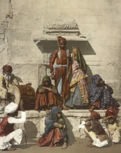 North of India. Bride and Bridegroom, India, digitally restored reproduction from a 19th century