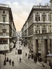 Via Roma, Genoa, Italy, Genoa, Italy, Historical, digitally restored reproduction from a 19th