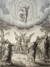 The ascension of Jesus, Resurrection of Jesus, New Testament, steel engraving 1853, digitally