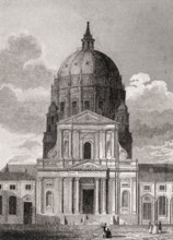The Val-de-Grâce, Paris, antique steel engraved print, 1831