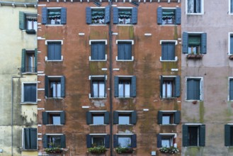 Historic, former Jewish homes on the Campo del Ghetto Nuovo, Venice, Veneto, Italy