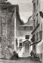 Old fish market, Porticus Octaviae, Portico of Octavia, Rome, Italy, 19th Century