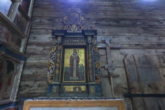 Altar of the 16th century Gothic wooden church of St. Paraskevi, Radruz, Poland