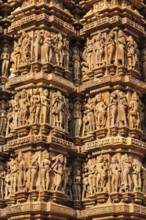 Famous stone carving sculptures, Kandariya Mahadev Temple, Khajuraho, India. Unesco World Heritage