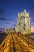 Belem Tower or Tower of St Vincent, famous tourist landmark of Lisboa and tourism attraction, on