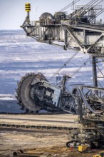 Lignite opencast mine Garzweiler, bucket wheel excavator mining overburden, coal, near Jüchen,