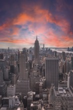 New York, United States, January 5, 2020: Sunset in Top of the Rock in New York, beautiful view of