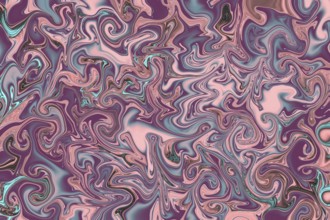 An abstract swirl pattern featuring soft pink, purple, and turquoise tones. The intricate design